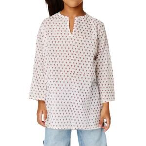 Roller Rabbit Girls Kurta Heart Print White Tunic Top 8
